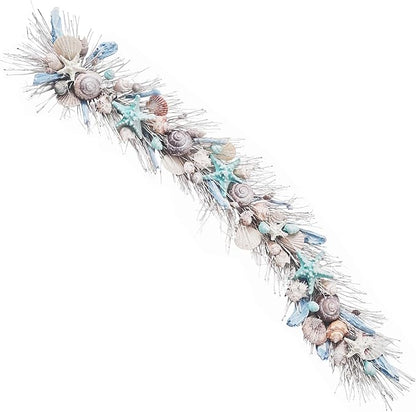HOLIDAY TREE Handcrafted 48'' Shell Coastal Summer Garland for Home, Staircase, Wall, Hallway and More