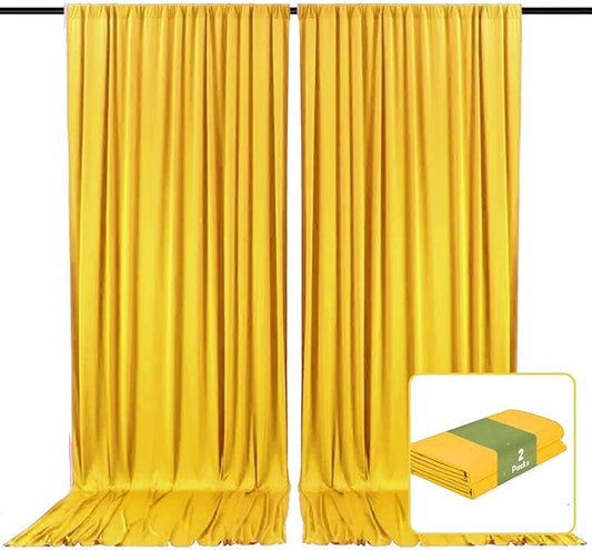 2 Panels Yellow Backdrop Curtain, 10 x 7 Feet Background Curtains for Parties, Weddings, Baby Showers, Bachelorette Halloween, Christmas Birthday Party Photoshoot Backdrop Curtains Decorations