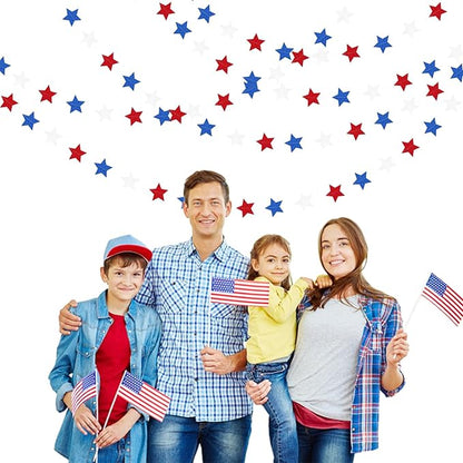 Fourth-4th of July Memorial-Day Party-Decorations - 62ft Patriotic Red-Blue White Twinkle Little Star Hanging Streamers-Garland Banner,Independence Graduation Baby Shower Birthday Decor Hugtmr