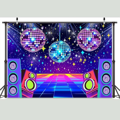 Dance Party Backdrop Retro 80s 90s Theme Stage Dance Ball Music Birthday Party Decoration DJ Photography Background 8 x 6 ft for Baby Shower Picture Photo Shoot Polyester Fabric,Multi2