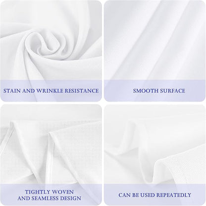 6 Pack White 90 Inch Round Tablecloths. Stain and Winkle Resistant Polyester Washable White Table Cloths for Parties Wedding Dining