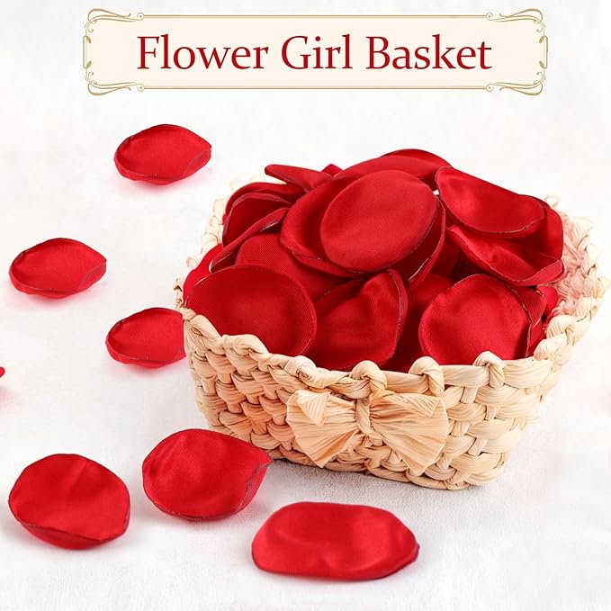 300pcs Dark Red Faux Silk Rose Petals - Perfect for Wedding Aisles, Flower Girls, Tables, Party Confetti, Bridal Showers and Home Decor