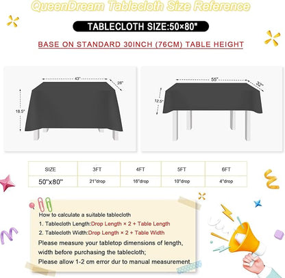 QueenDream Sparkly Sequin Tablecloth - Black Table Cloth 50x80 Inches Rectangle Table Overlay Fabric for Birthday Parties Baby Shower Decoration