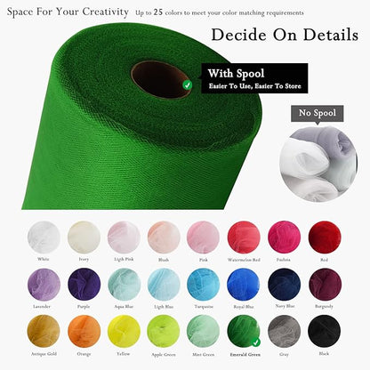 Emerald Green Tulle Fabric Rolls 54 Inch by 40 Yards Tulle Bolt Spool for Wedding Decorations Christmas Gift Wrapping DIY Tutu Baby Shower Table Skirt Ceiling Decor Birthday Party Craft Supplies