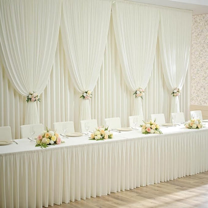 40×12ft Wrinkle Free Ivory Backdrop Curtain for Wedding Parties, 8 Panels 5×12ft Long Soft Silky Polyester Backdrop Drapes Cream Photo Back Drop Curtains for Party Photography Background Cloth