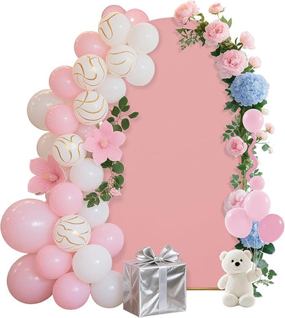 7.2FT Wedding Arch Covers Arch Backdrop Cover Arch Stand Covers Set Arch Cover Spandex Fabric Stretchy Backdrop for Wedding Birthday Party Decoration Baby Shower (Light Pink)
