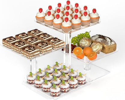 4 Tier Cupcake Stand, Acrylic Dessert Tree Tower Display Holder for Wedding Birthday Party Candy Bar Decor