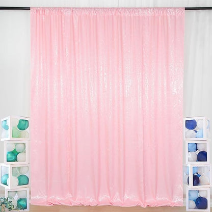 ShinyBeauty 4x8FT Pink Sequin Backdrop Curtains 2 Panels - Shimmer Photography Background for Weddings & Baby Showers Happy Birthday Backdrops
