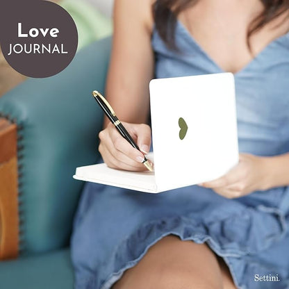 SETTINI Lined Journal, Ideal for Journaling - A5 Vegan Leather Notebook, 192 Archival-Quality Pages, QuillEase Bleed-Free Paper, Inner Pocket & Bookmark - Bride Gifts for Women, White Heart
