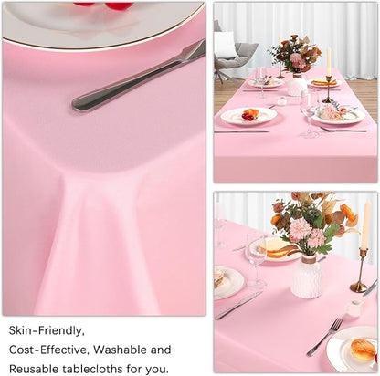 8 Pack Pink Tablecloth 60 x 102 Inch Rectangular Tablecloths for 6 Foot Rectangle Tables, Wrinkle Resistant Pink Table Cloth Washable Polyester Fabric Table Covers for Buffet Wedding Party Banquet