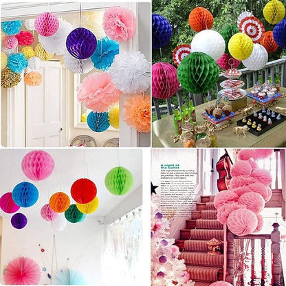 8pcs 8inch Paper Honeycomb Balls Decorative Tissue Pom Poms Flower Art Hanging Balls for Birthday Wedding Nursery Baby Shower Home Decor (8inch, Multi-Color)