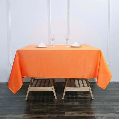 Efavormart 70" Premium Square Polyester Tablecloth for Wedding Kitchen Dining Events - Orange