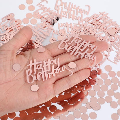 300pcs Rose Gold Happy Birthday Confetti for Table and Disc Glitter Confetti for Birthday Table Decor