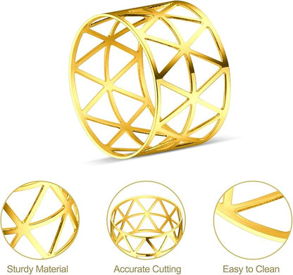KPOSIYA Set of 20 Napkin Rings with Hollow Out Design Gold Napkin Ring Holder for Wedding Party Holiday Banquet Christmas Dinner Delicate Serviette Buckles Decor Favor (20, Style 2-Gold)