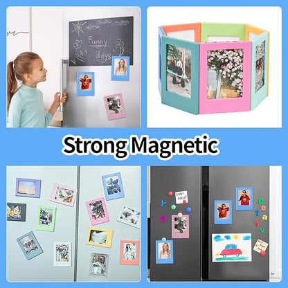 12 Packs Magnetic Picture Frame, Mini Picture Magnets 2x3 Picture Frame for Refrigerator,Wallet Size Magnetic Photo Frames,Magnetic Photo Frames for Refrigerator,School,Office(12 Colors)
