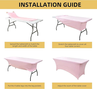 10-Pack 6ft Spandex Table Covers for Rectangle Standard Folding Tables - Wrinkle Resistant Stretch Tablecloths - Ultimate Fitted Table Protector for Parties, Banquet, Wedding