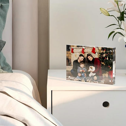 4x6 Acrylic Picture Frame 3 Pack, Clear Freestanding Double Sided Frameless Magnetic Photo Frames, Desktop Display Decor Gift