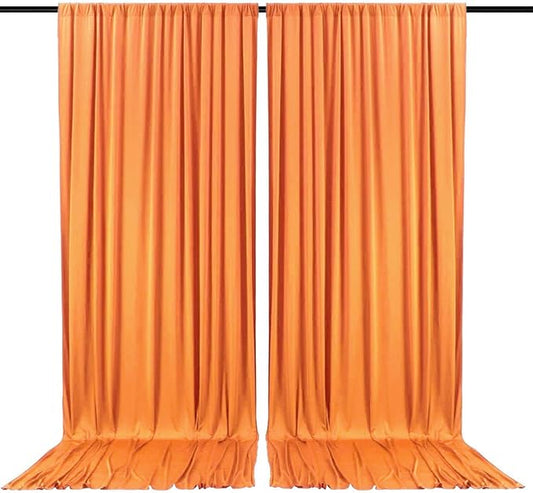 2 Panels Orange Backdrop Curtain, 10 x 7 Feet Background Curtains for Parties, Weddings, Baby Showers, Bachelorette Halloween, Christmas Birthday Party Photoshoot Backdrop Curtains Decorations