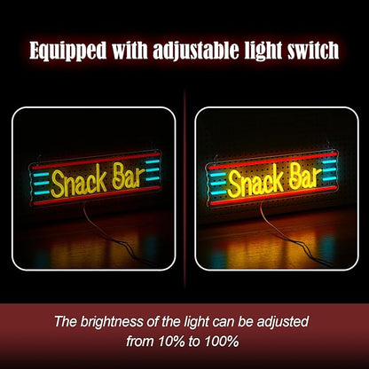 Snack Bar Neon Sign Dimmable Bar Neon Light for Wall Decor USB Powered Led Business Shop Light Up Sign for Candy Cake Coffee Store Home Decor(16.1 * 4.9 In)