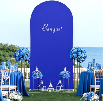 6FT Royal Blue Arch Backdrop Cover - Spandex Fitted Wedding Arch Stand Covers Round Top Chiara Arch Backdrop Cover for Birthday Party Banquet Photo Background Decoration