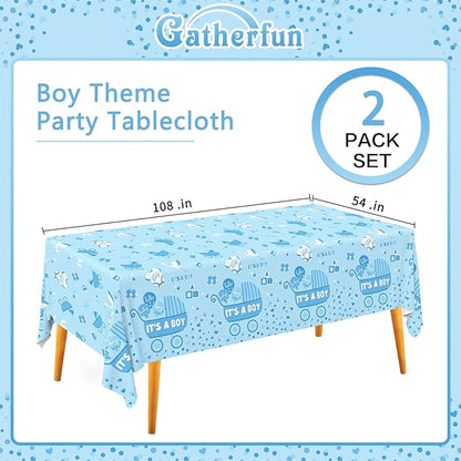 Gatherfun Baby Boy Shower Party Supplies: 2-Pack It’s A Boy Decorations,Disposable Plastic Tablecloth, Ideal Table Cover for Baby Shower Decorations Boy