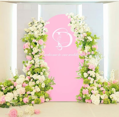 LEBENGURU Upgraded 6FT Wedding Arch Cover, Light Pink Spandex Fitted Arch Backdrop Cover, Round Top Chiara Stand Covers for Birthday Party Baby Shower Banquet Balloon Décor