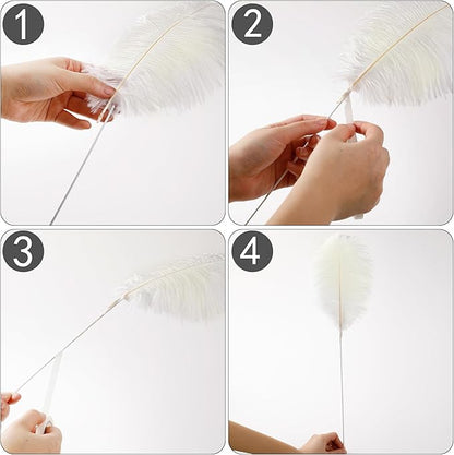 Holmgren Beige Ostrich Feathers Bulk - 20pcs Making Kit 22 Inch Boho Ostrich Feathers for Vase, Floral Arrangement, Wedding Party Centerpieces and Christmas Home Decorations (Beige)