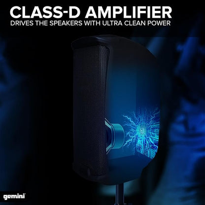 Gemini 10” 1000W Bluetooth PA Speaker with TWS Link, USB/SD/FM, XLR/RCA/AUX Inputs, Mic & Guitar Channels, Portable Powered Sound System for DJs, Parties & Small Venues (AS-2110BT)