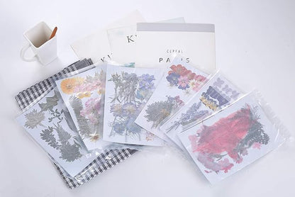 17 Types 48PCS Real Dried Pressed Flowers Leaf Plant Herbarium for DIY Resin Jewelry Making Floral Decors(Colorful)