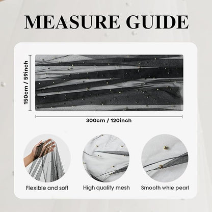 Artoid Mode Pearl Black Gauze Table Runner 59x120 Inch , Seasonal Sheer Kitchen Dining Holiday Wedding Birthday Baby Shower Table Decor for Home Party