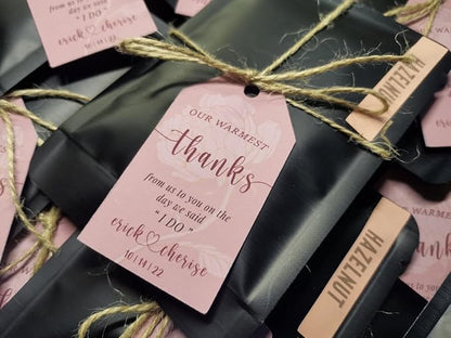 Personalized Gift Tags, Thank You Tags for Wedding Birthday Business Party Favors, Custom Hang Tags with Your Text and String, 2 X 3.75 Inch (Wreath Pattern 3)