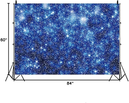 YongFoto Blue Glitter Backdrop 7x5ft Silver Light Spots Navy Blue Sequin Bokeh Photography Background Birthday Bridal Shower Wedding Photography Background Party Banner Decor Portraits Photoshoot