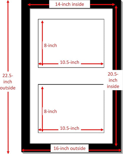 Creative Picture Frames 14X20Bk-W Black Vertical Double Diploma Frame With 2 Opening White Mat, Holds 2-8.5X11-Inch Documents With Wall Hanger