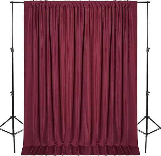 DWCN 10x7 FT Burgundy Backdrop Curtains for Parties, Photography Backdrop Drapes with Rod Pockets for Wedding Decorations Stage Birthday Family Gatherings, 2 Panels 5ft x 7ft