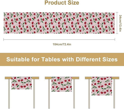 Cherry Table Runner,Spring Summer Fruit Table Runner for Kitchen Dining Table Home Party Decoration 13x120 Inch