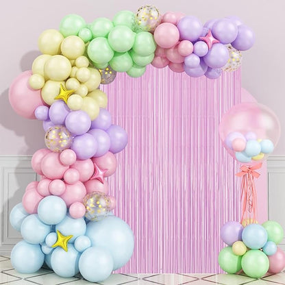 2 Pack Pastel Purple Foil Fringe Backdrop Curtains, Tinsel Streamers Birthday Party Decorations for Girl, Fringe Backdrop for Graduation, Baby Shower, Gender Reveal, Halloween Party
