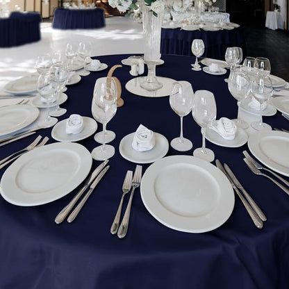 Fitable 6 Pack Navy Tablecloths for Round Tables - 108 Inches in Diameter - Stain Resistant and Washable Table Clothes, Polyester Fabric Table Covers for Wedding, Party, Banquet, Formal Events