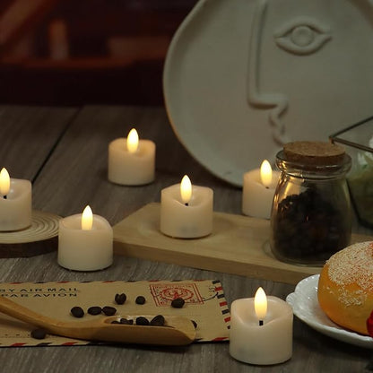 12 Pack Battery Operated Votive Candles 1.5 x 1.67 inches Flameless Votive Tealights Black Wick Tea Lights LED Electric Fake Candles Realistic for Wedding Christmas Thanksgiving Party Decoration