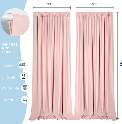 Sugargirl 10x10FT Blush Pink Backdrop Curtains Polyester Photo Backdrop Drapes Curtains 2 Panels with Rod Pockets for Party Birthday Wedding Photography Home Decoration