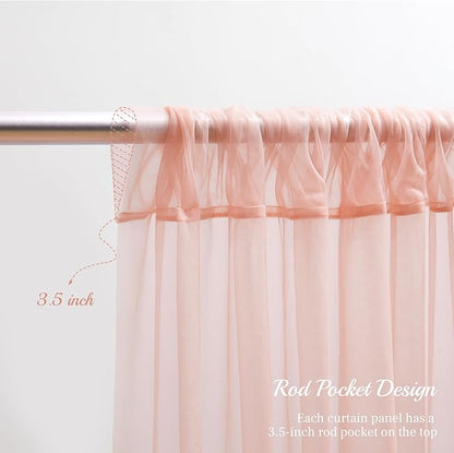 10x10ft Peach Tulle Backdrop Curtain for Parites, Sheer Backdrop Curtains for Wedding Baby Shower Birthday Party Photo Shoot Decorations