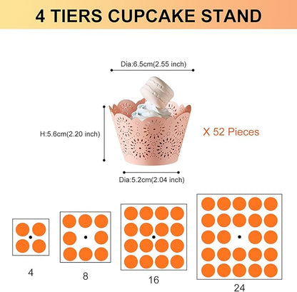Cupcake Stand, 4 Tier Square Acrylic Cupcake Display Stand Holder, Clear Dessert Pastry Tower for Wedding, Birthday, Theme Party, Baby Shower