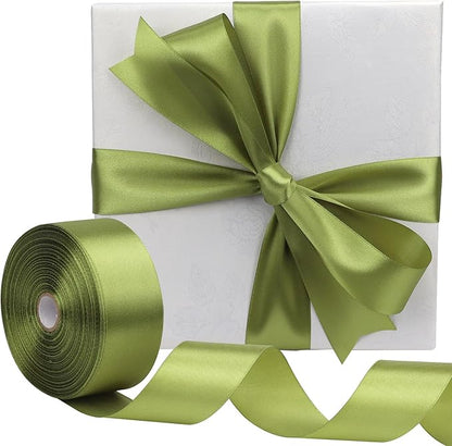 Light Green Solid Satin Ribbon 1-1/2 Inch 50 Yards Solid Polyester Fabric Ribbon for Gift Wrapping Wedding Christmas Baby Shower Birthday Party Decoration Handmade Immortal Flower Craft