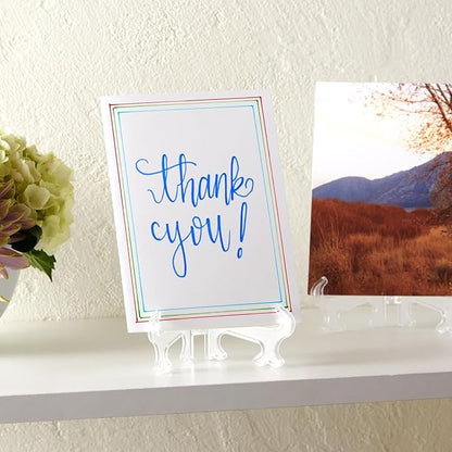 Juvale Clear Mini Easels for Place Cards - 4-Inch Clear Plastic, Pack of 24 - Easels for Pictures - Picture Holders for Tables