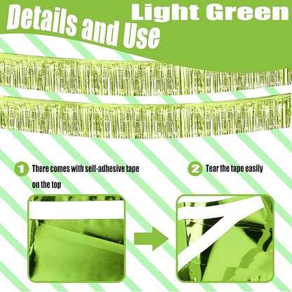 6 Pack 10 Feet Foil Fringe Garland Metallic Tinsel Streamers Banner Wall Hanging Backdrop Banner for Parade Floats, Thanksgiving, Christmas, Birthday, Halloween Party Decorations(Light Rainbow)