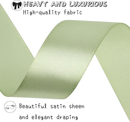 Pale green Solid Satin Ribbon 1 Inch 25 Yards Solid Polyester Fabric Ribbon for Gift Wrapping Wedding Christmas Baby Shower Birthday Party Decoration Handmade Immortal Flower Craft