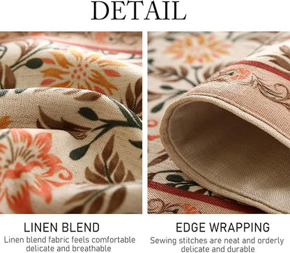 ISAENNE Designer French Elegant Linen Table Runner 102 Inches Long,Farmhouse Lily Pattern Decor Table Runners for Dining Tables,Thanksgiving,Kitchen Tables,Christmas,12"*102"-Aurora A