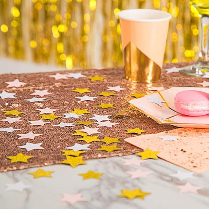MOWO Glitter Five Stars Confetti Wedding Party Decor and Table Decor, 1.2’’ in Diameter (glitter gold,pink,white,200pc)