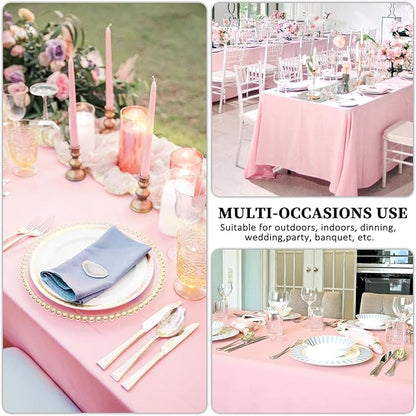 8 Pack Pink Tablecloth 60 x 102 Inch Rectangular Tablecloths for 6 Foot Rectangle Tables, Wrinkle Resistant Pink Table Cloth Washable Polyester Fabric Table Covers for Buffet Wedding Party Banquet