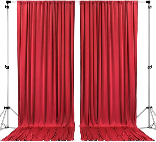 AK TRADING CO. 10 feet x 10 feet Polyester Backdrop Drapes Curtains Panels with Rod Pockets - Wedding Ceremony Party Home Window Decorations - RED (DRAPE-5x10-RED) (Pack of 24)