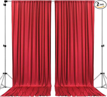 AK TRADING CO. 10 feet Wide x 12 feet Long IFR Polyester Backdrop Drapes Curtains Panels with Rod Pockets - Wedding Ceremony Party Home Window Decorations - (RED)